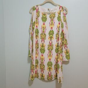 Peach Love Cream, colorful printed summer dress. Size M.